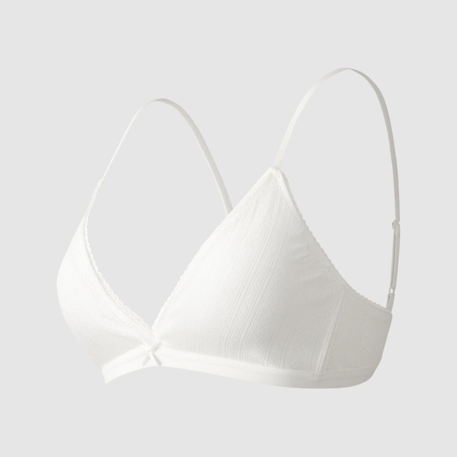 JAJU Cotton Pointelle Bralette (White) — мягкость и естественность каждый день