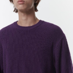 Cotton Ribbed Crew Neck Knit [Purple]