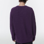Cotton Ribbed Crew Neck Knit [Purple]
