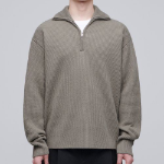 Relaxed Ribbed Half-Zip Knit [Dusty Beige]