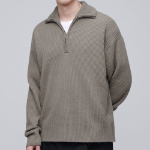 Relaxed Ribbed Half-Zip Knit [Dusty Beige]