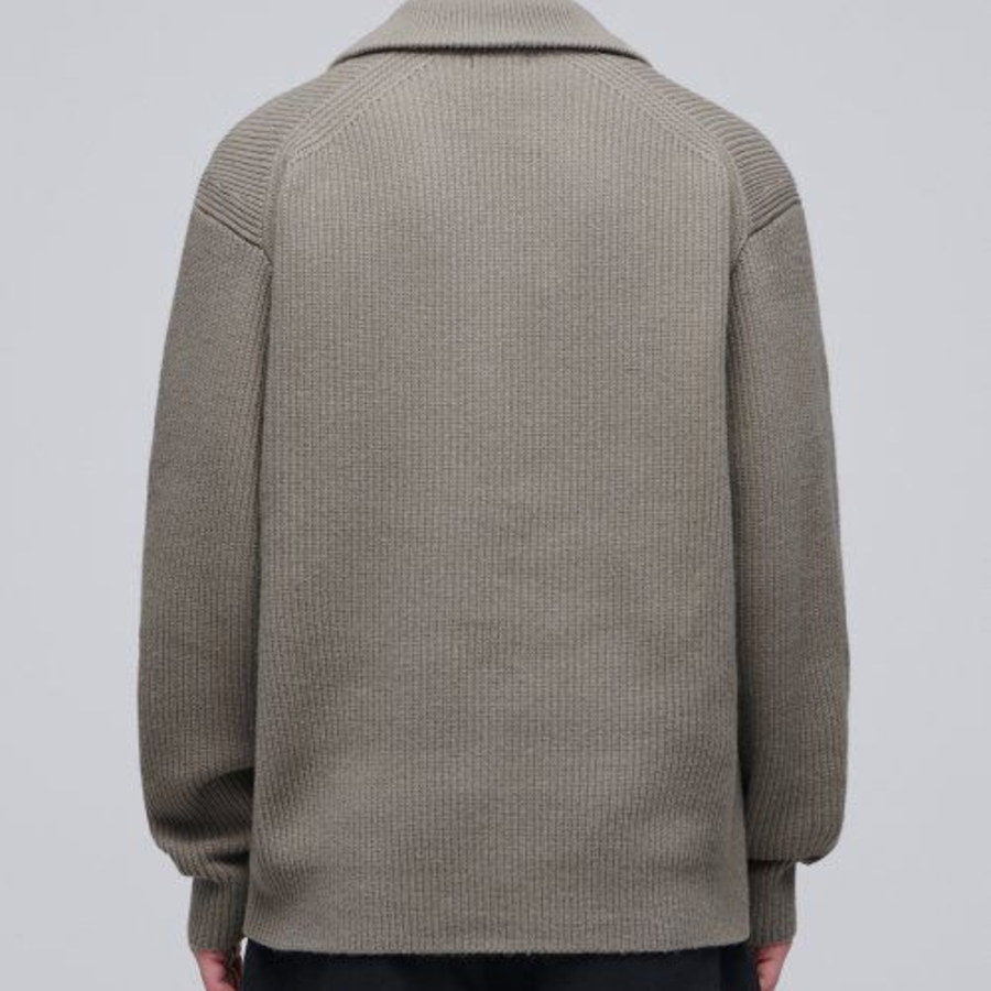 Relaxed Ribbed Half-Zip Knit [Dusty Beige]