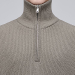 Relaxed Ribbed Half-Zip Knit [Dusty Beige]