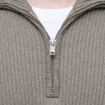 Relaxed Ribbed Half-Zip Knit [Dusty Beige]