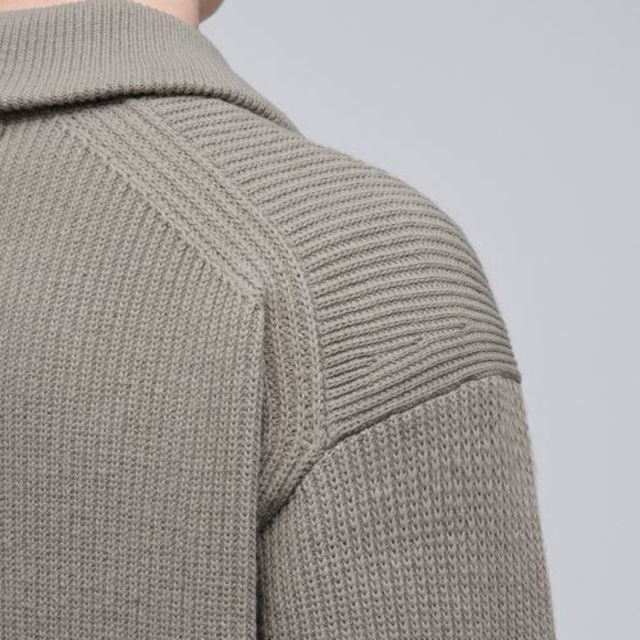 Relaxed Ribbed Half-Zip Knit [Dusty Beige]