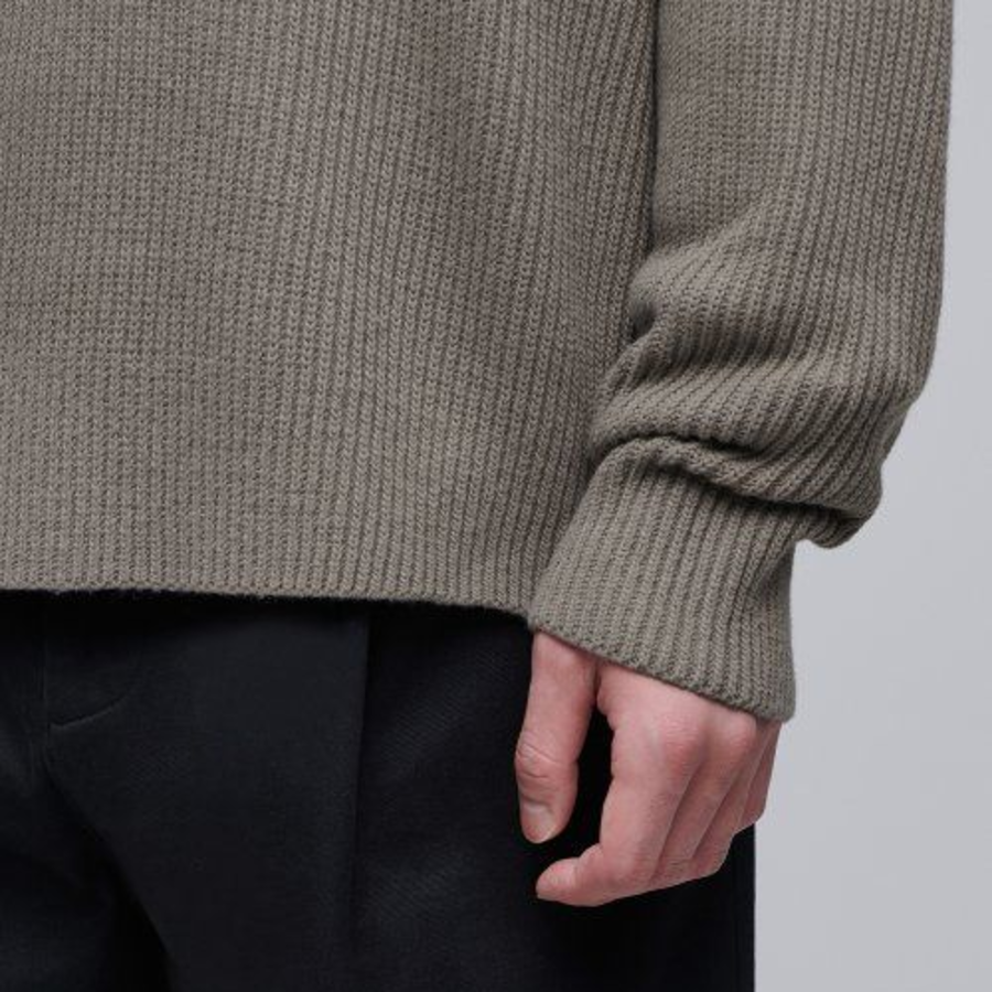 Relaxed Ribbed Half-Zip Knit [Dusty Beige]