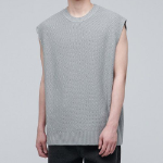 Textured Crew Neck Knit Vest [Light Grey]