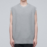 Textured Crew Neck Knit Vest [Light Grey]