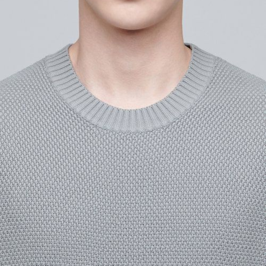 Textured Crew Neck Knit Vest [Light Grey]