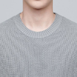 Textured Crew Neck Knit Vest [Light Grey]