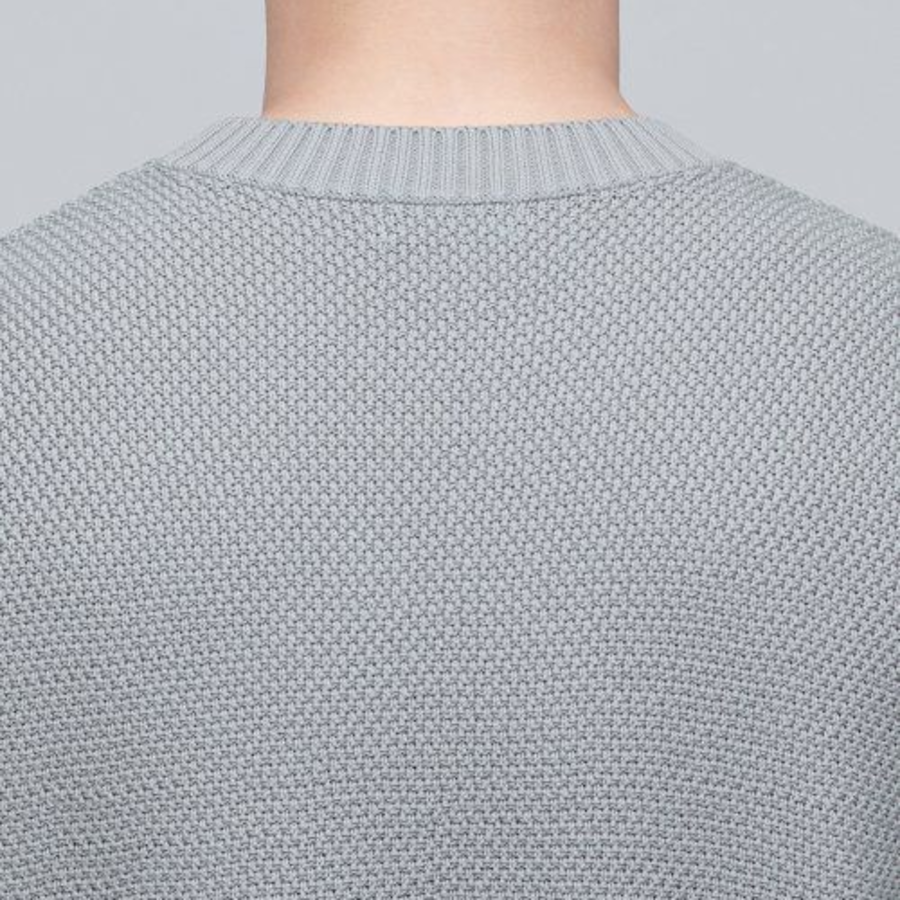 Textured Crew Neck Knit Vest [Light Grey]