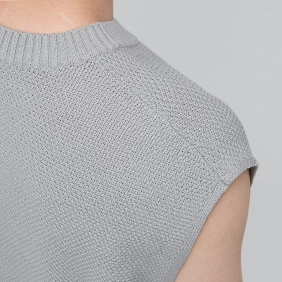 Textured Crew Neck Knit Vest [Light Grey]