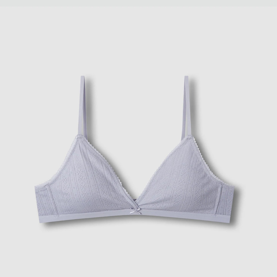 JAJU Cotton Pointelle Bralette (Light Grey) — нежность хлопка в спокойной палитре