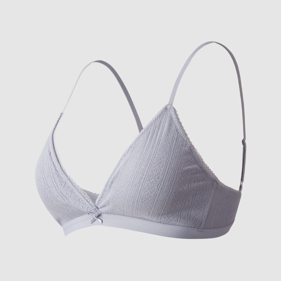 JAJU Cotton Pointelle Bralette (Light Grey) — нежность хлопка в спокойной палитре