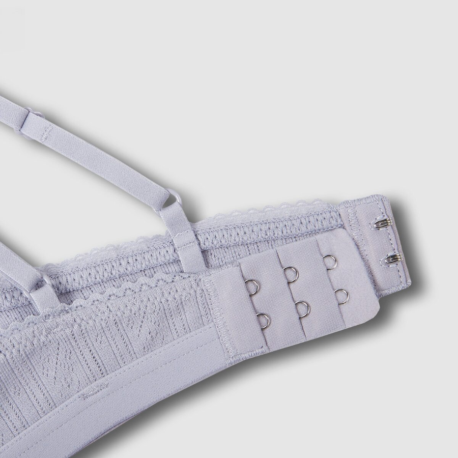 JAJU Cotton Pointelle Bralette (Light Grey) — нежность хлопка в спокойной палитре