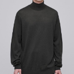 Merino Wool Blend High Gauge Turtleneck Knit [Gunmetal]