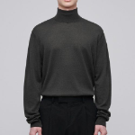 Merino Wool Blend High Gauge Turtleneck Knit [Gunmetal]