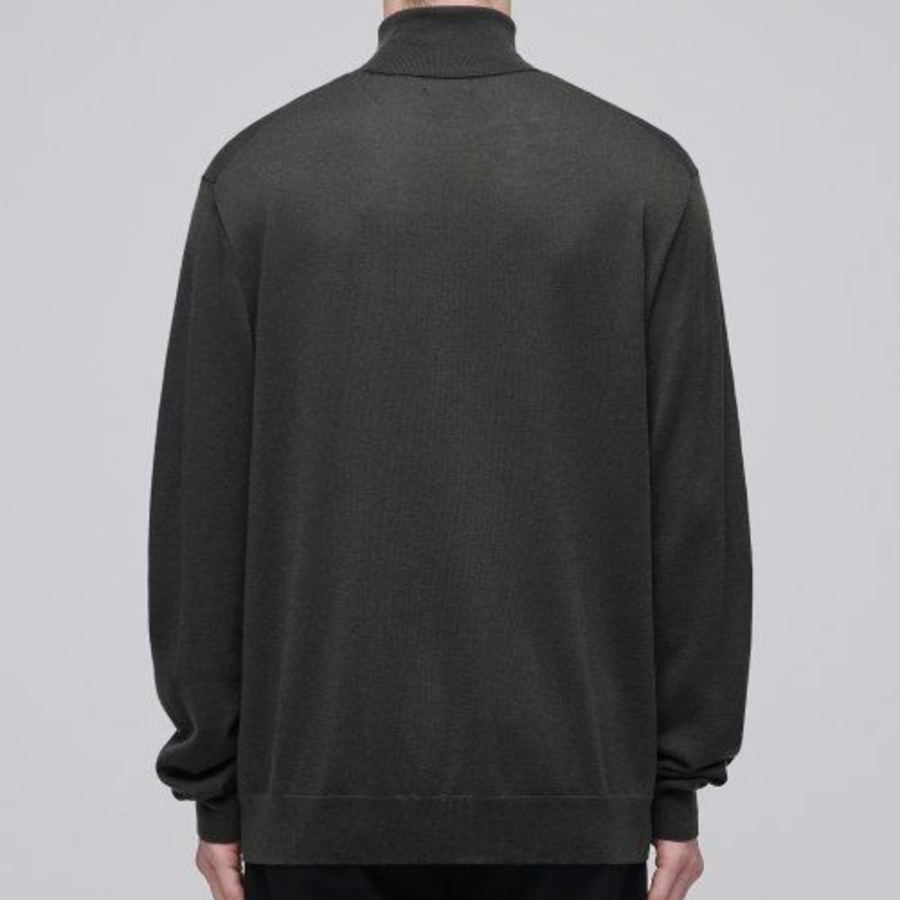 Merino Wool Blend High Gauge Turtleneck Knit [Gunmetal]