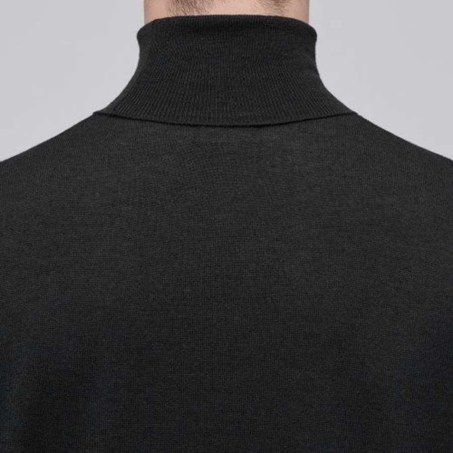 Merino Wool Blend High Gauge Turtleneck Knit [Gunmetal]