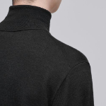 Merino Wool Blend High Gauge Turtleneck Knit [Gunmetal]