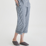 JAJU Cotton Seersucker 3/4 Sleeve Pajama Set (Light Navy) — лёгкость и свежесть в классическом исполнении
