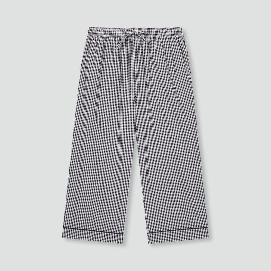 JAJU Cotton Seersucker 3/4 Sleeve Pajama Set (Light Navy) — лёгкость и свежесть в классическом исполнении