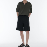 Cool Touch Slit-Neck Knitted Polo Shirt [Khaki]