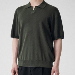 Cool Touch Slit-Neck Knitted Polo Shirt [Khaki]