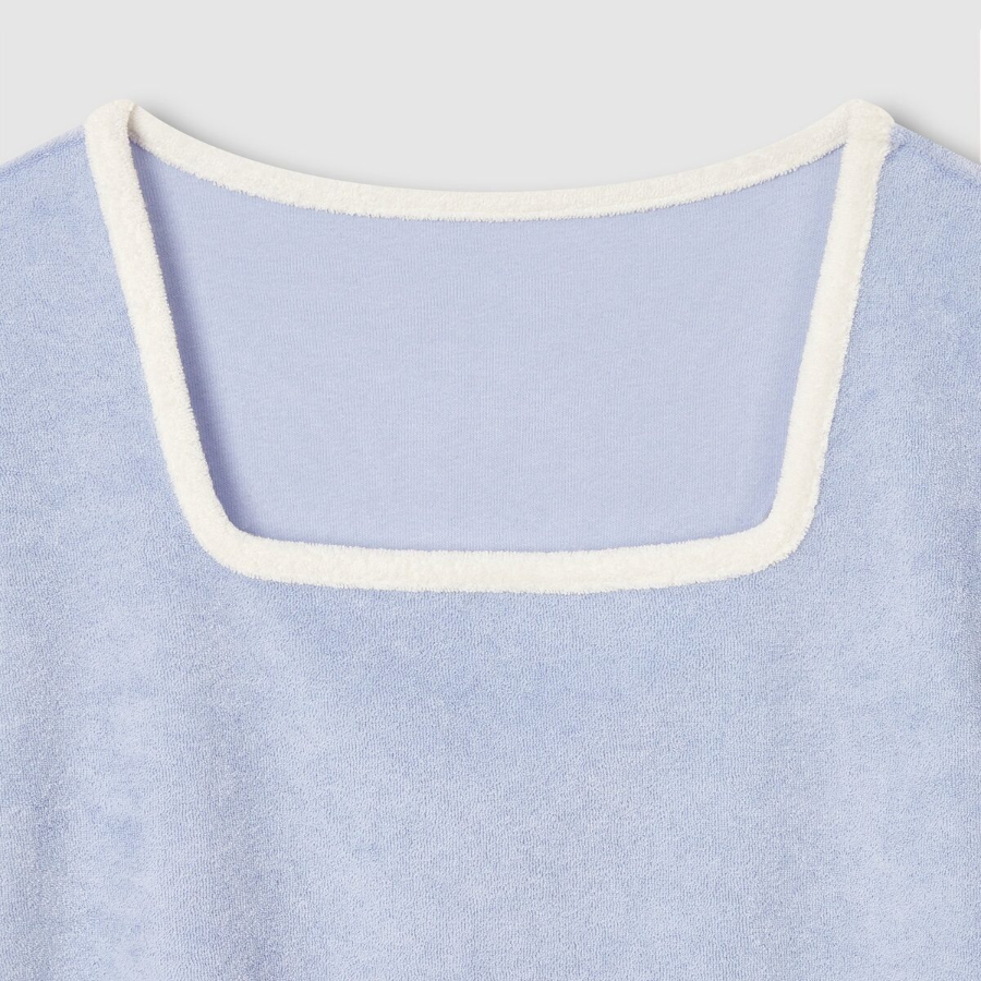 JAJU Terry Square Neck Lounge T-Shirt (Sky Blue) — мягкость и элегантность для домашнего уюта