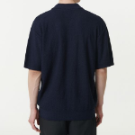 Bouclé Slit-Neck Knitted Polo Shirt [Navy]