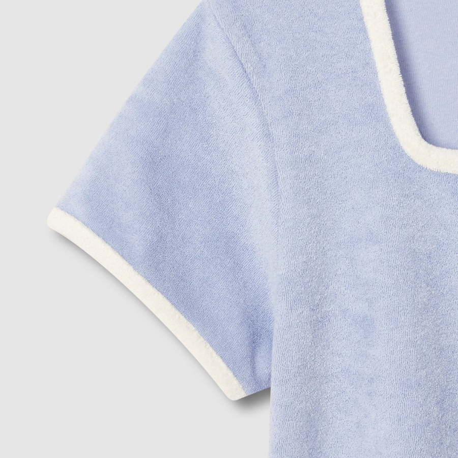 JAJU Terry Square Neck Lounge T-Shirt (Sky Blue) — мягкость и элегантность для домашнего уюта