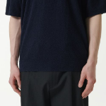 Bouclé Slit-Neck Knitted Polo Shirt [Navy]
