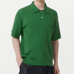 Cable Knitted Polo Shirt [Irish Green]