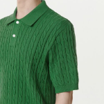 Cable Knitted Polo Shirt [Irish Green]