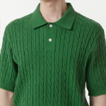 Cable Knitted Polo Shirt [Irish Green]