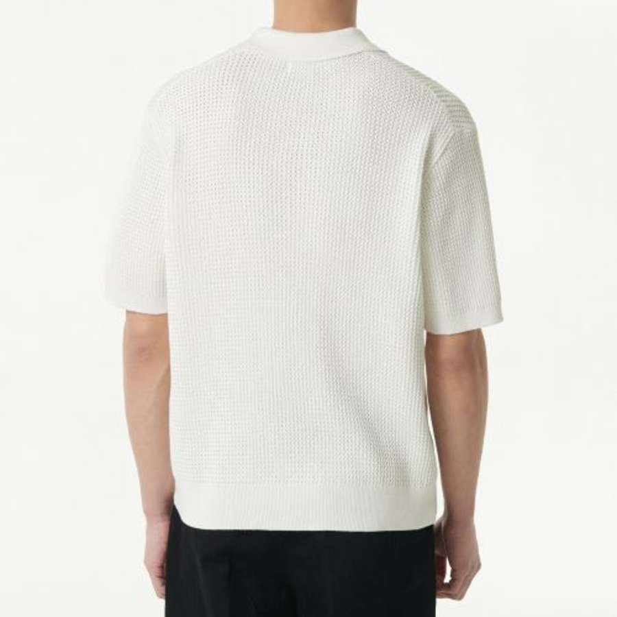 Crochet Knitted Polo Shirt [Ivory]
