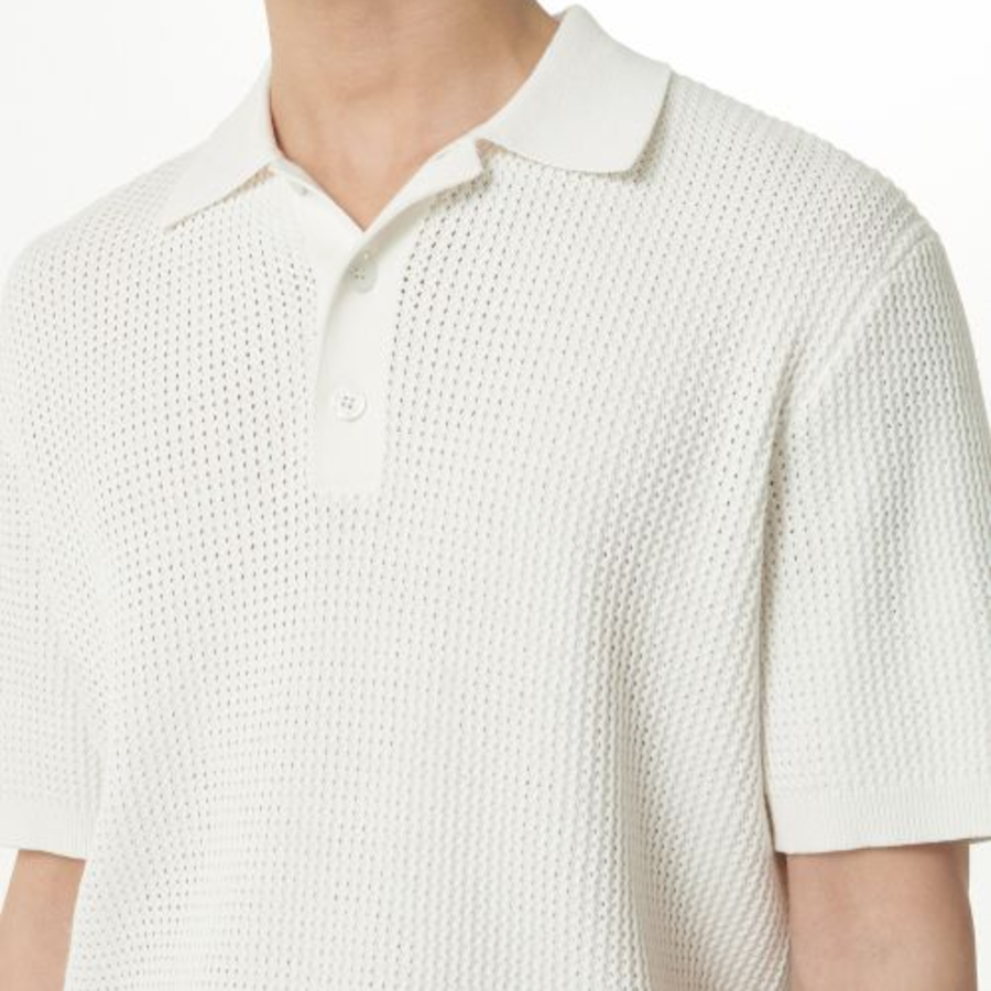 Crochet Knitted Polo Shirt [Ivory]