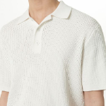 Crochet Knitted Polo Shirt [Ivory]