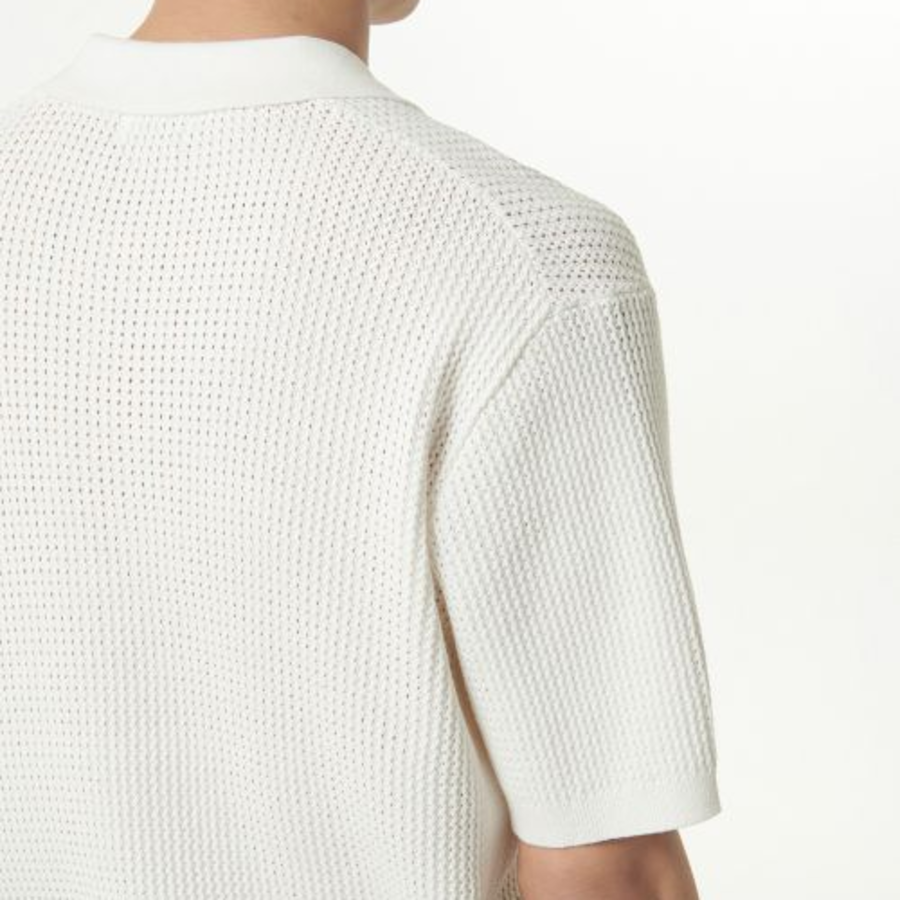Crochet Knitted Polo Shirt [Ivory]