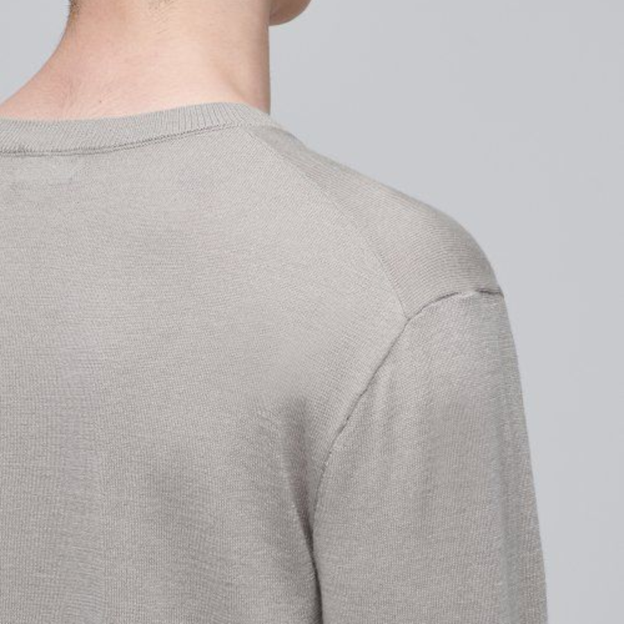 Merino Wool Blend High Gauge Crew Neck Knit [Mushroom]