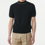 Mock Neck Tipping Short Sleeve Knit [Black]