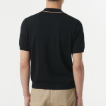 Mock Neck Tipping Short Sleeve Knit [Black]