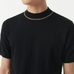 Mock Neck Tipping Short Sleeve Knit [Black]