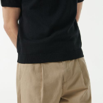 Mock Neck Tipping Short Sleeve Knit [Black]