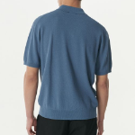 Cool Touch Slit-Neck Knitted Polo Shirt [Blue Gray]