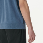 Cool Touch Slit-Neck Knitted Polo Shirt [Blue Gray]