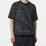 Stripe Crew Neck Short Sleeve Knit [Black/White]