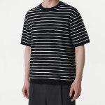 Stripe Crew Neck Short Sleeve Knit [Black/White]