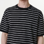 Stripe Crew Neck Short Sleeve Knit [Black/White]