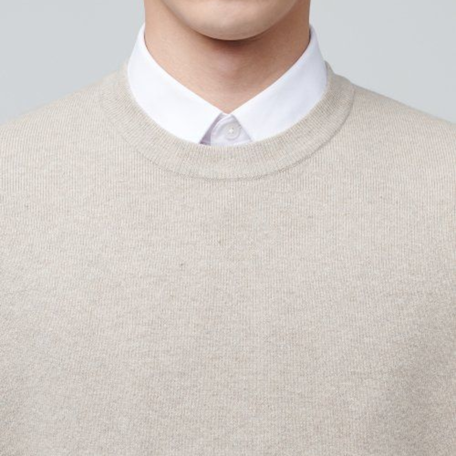 Rams Wool Crew Neck Knit Vest [Mushroom]